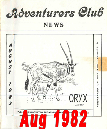 August 1982 Adventurers Club News Cover